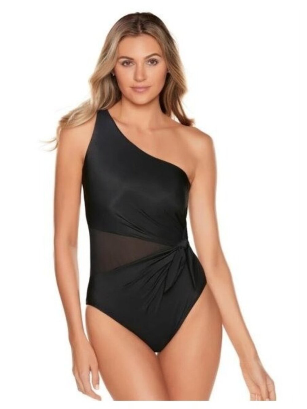 🛍 Miraclesuit Gem Underwire Bra One Shoulder Swimsuit Black Size 10